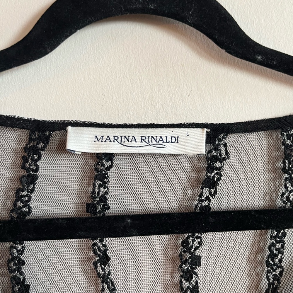 Marina Rinaldi Black Mesh Sequin Top - Size L - Picture 2 of 9